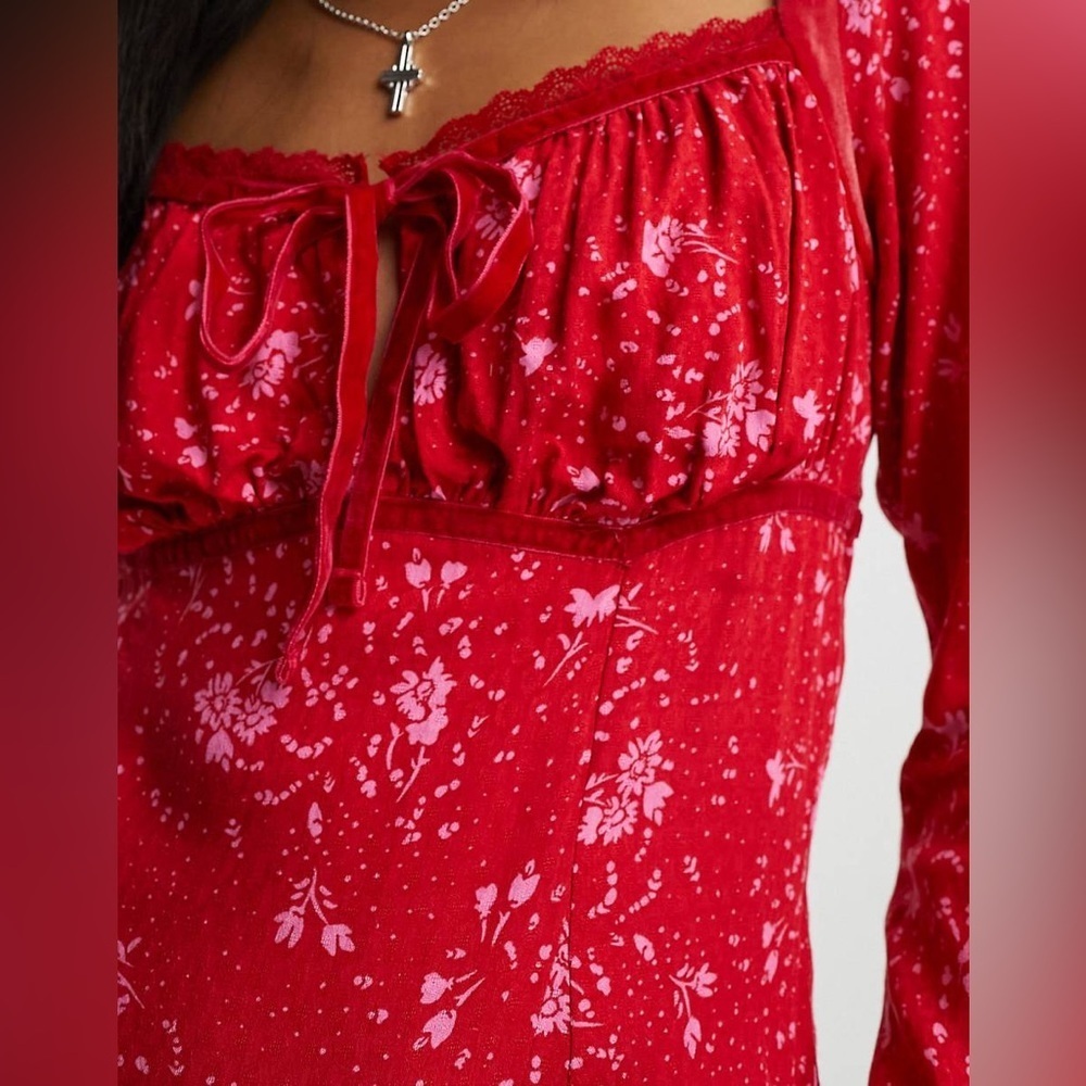 Free People Tess Floral Print Velvet Mini Dress - Picture 3 of 10